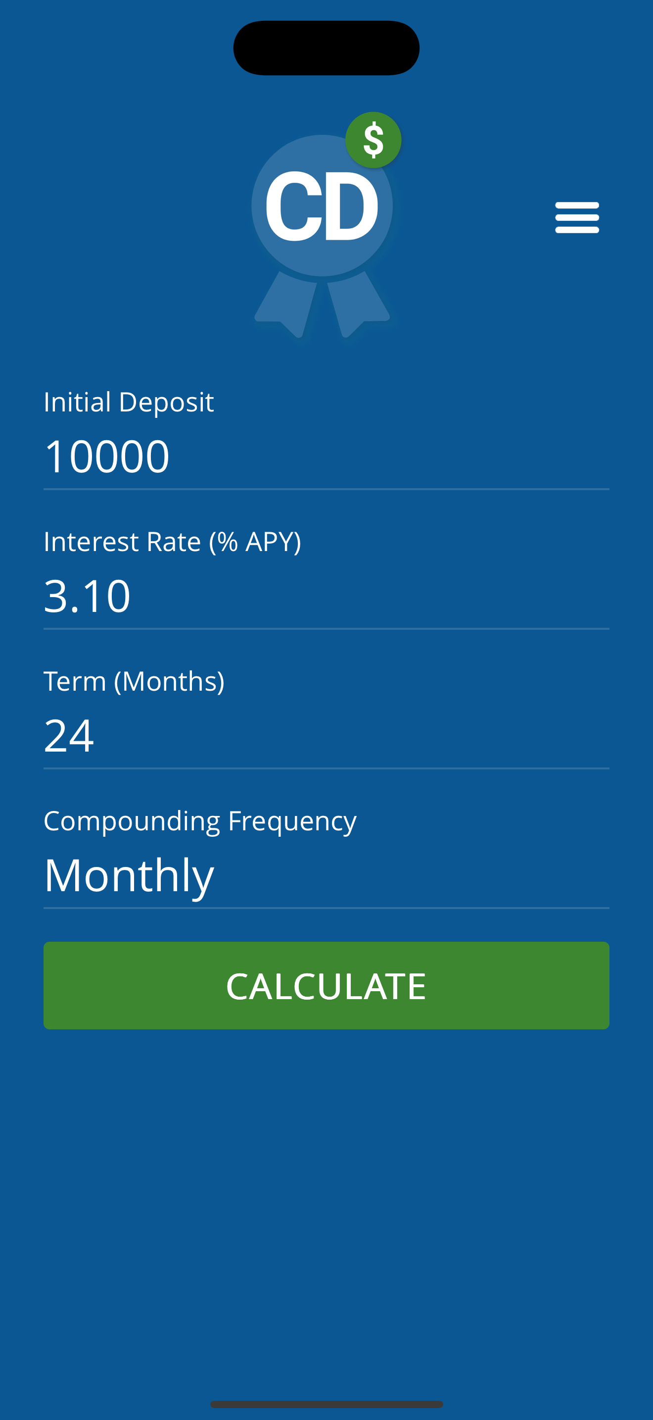 CD Calculator Pro growth chart