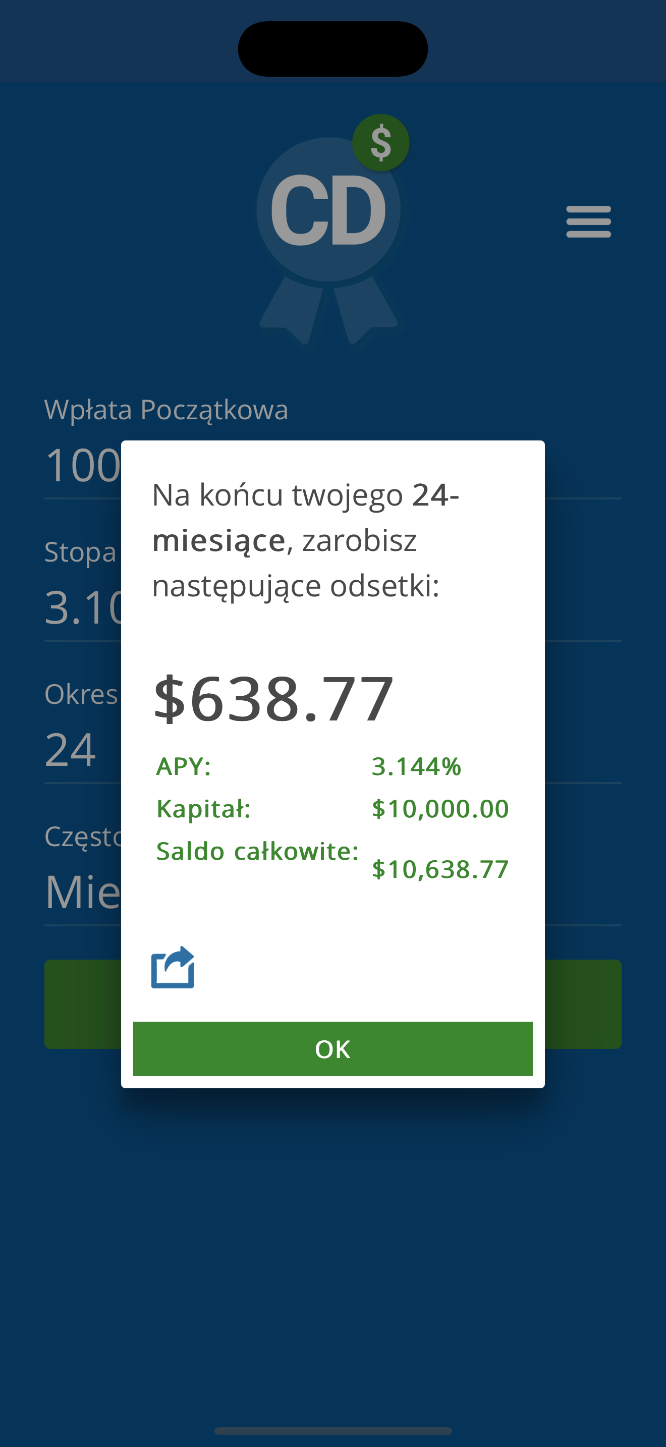 Wyniki w CD Calculator Pro