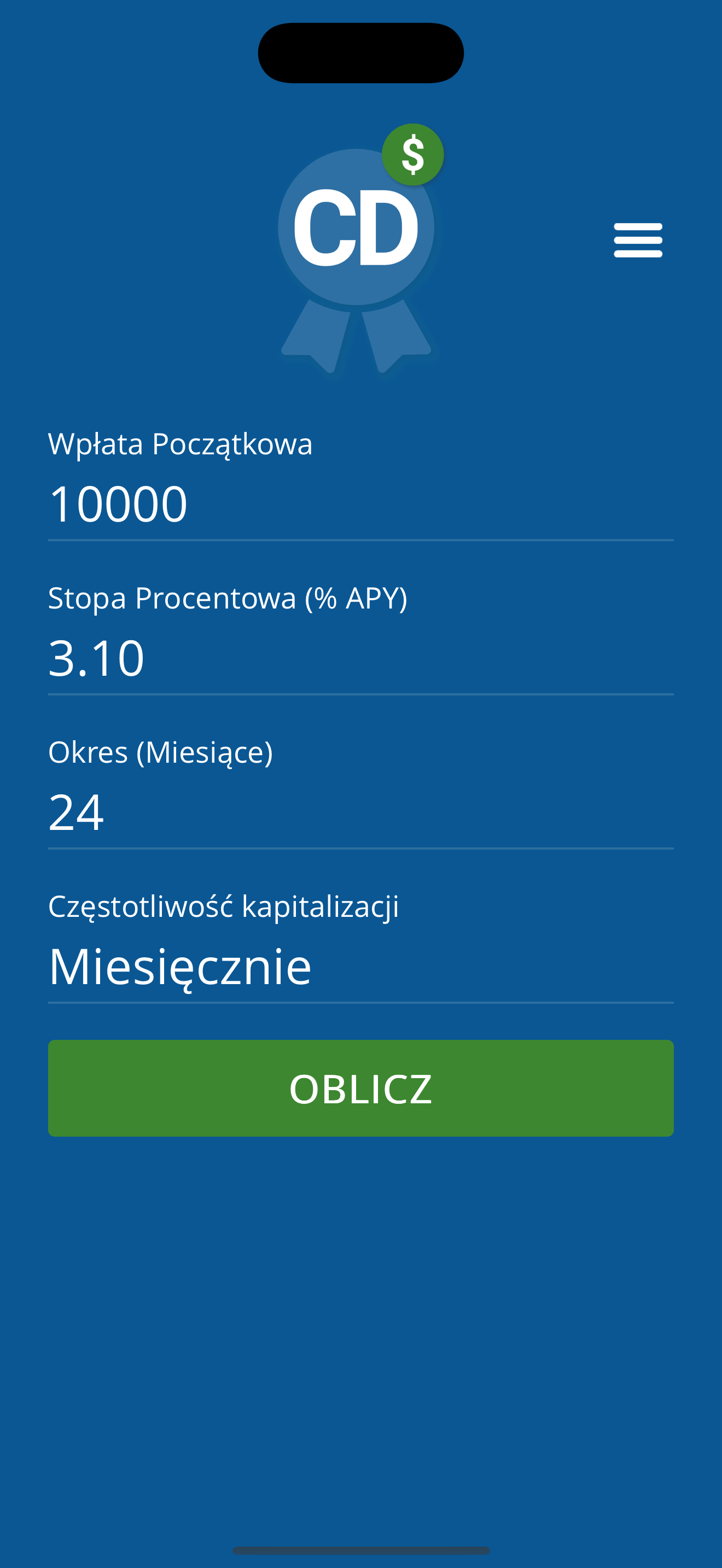 Wykres wzrostu w CD Calculator Pro